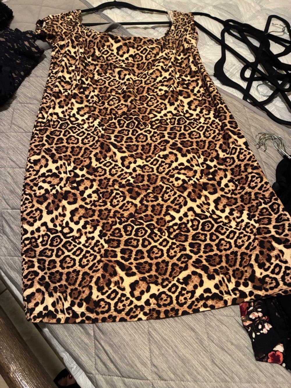 J for Justify Leopard Print Shift Dress in Brown and Tan